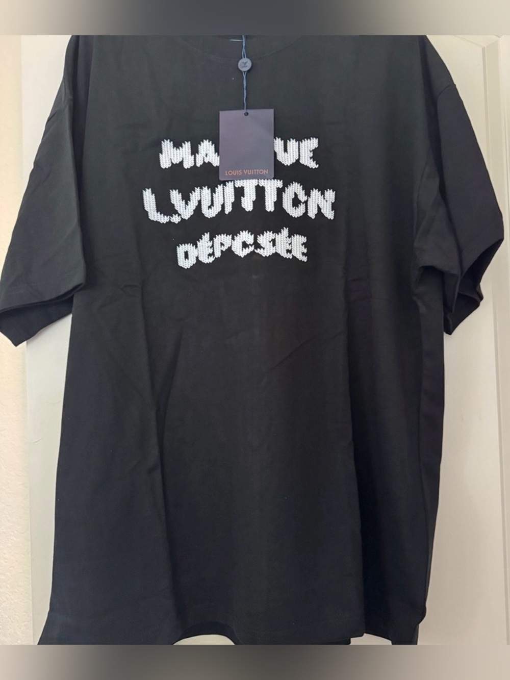 Black Tee with White Pixelated Logo